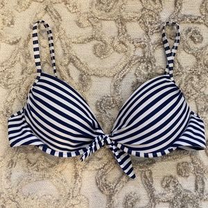 Xhilaration Blue Striped Bathing Suit Top
